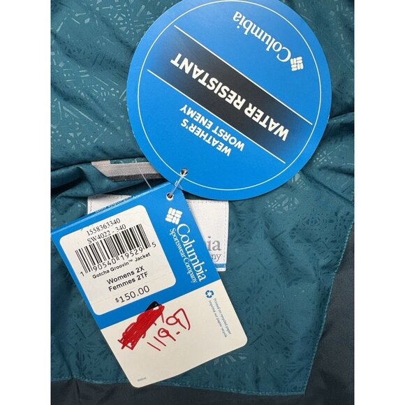 *New Columbia Gotcha Groovin Jacket Coat Womens Plus 2X Teal Outdoor Winter Snow - Picture 9 of 12